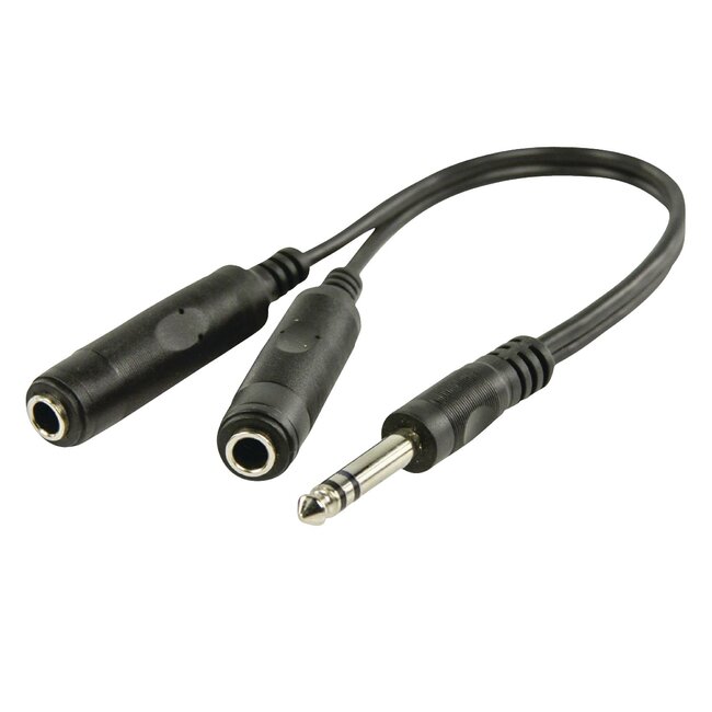 6,35mm Jack (m) - 2x 6,35mm Jack (v) stereo audio splitter kabel - 0,20 meter