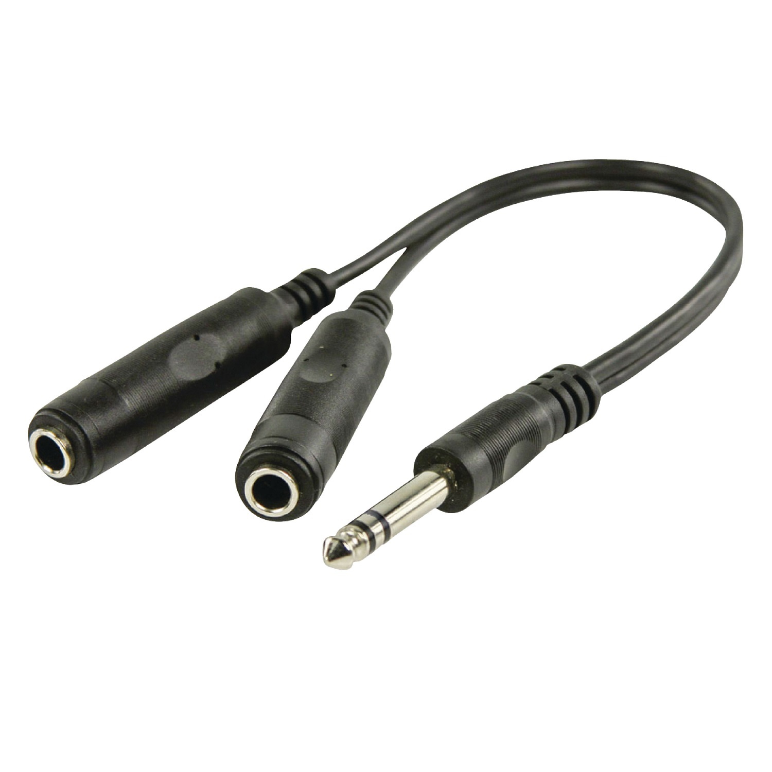 6,35mm Jack (m) - 2x 6,35mm Jack (v) stereo audio splitter kabel - 0,20 meter