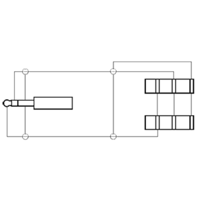 6,35mm Jack (m) - 2x 6,35mm Jack (v) stereo audio splitter kabel - 0,20 meter