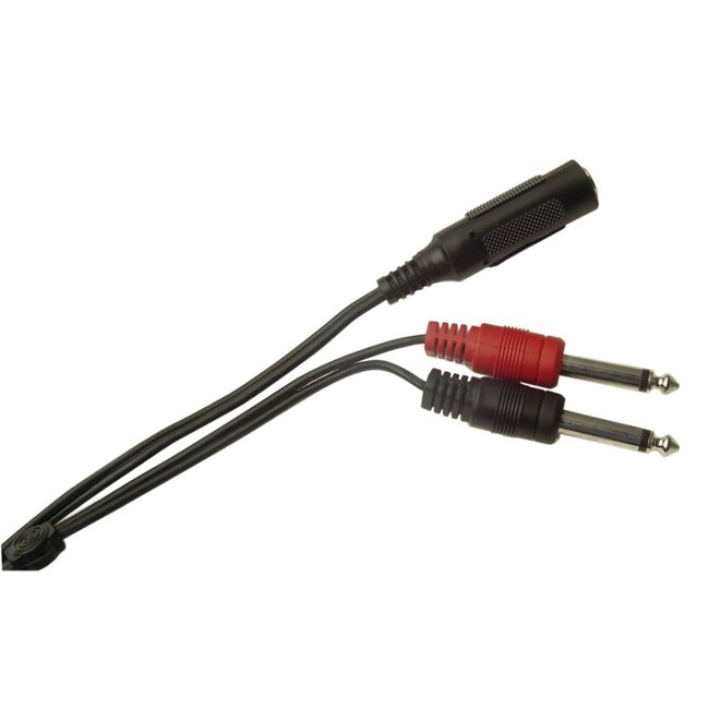 6,35mm Jack (v) - 2x 6,35mm Jack (m) mono audio splitter kabel - 2 meter