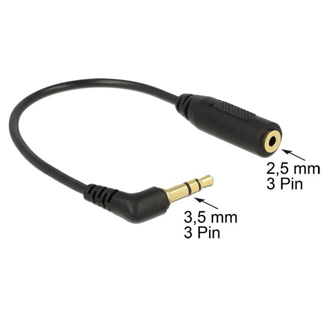 3,5mm Jack haaks (m) - 2,5mm Jack (v) adapter - 0,15 meter