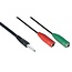3,5mm 4-polig > 2x 3,5mm headset adapter (CTIA/AHJ) - zwart - 0,15 meter