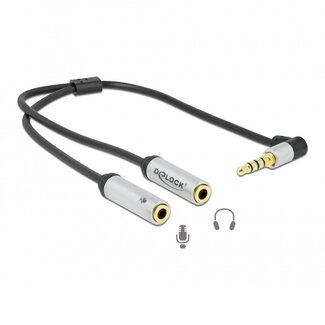 DeLOCK Premium 3,5mm 4-polig > 2x 3,5mm headset adapter (CTIA/AHJ) / haaks - 0,25 meter