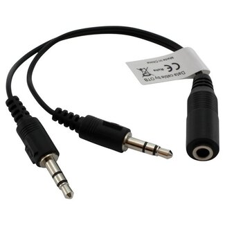 Transmedia 2x 3,5mm > 3,5mm 4-polig headset adapter (CTIA/AHJ) - zwart - 0,15 meter