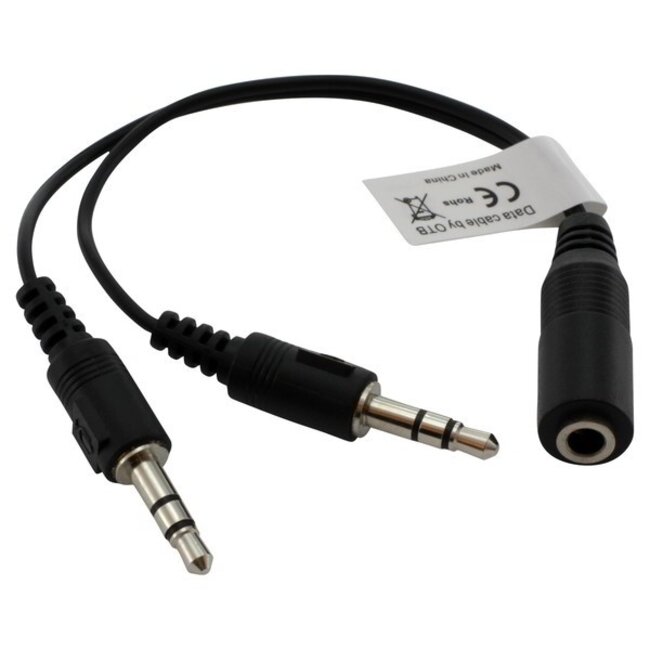 2x 3,5mm > 3,5mm 4-polig headset adapter (CTIA/AHJ) - zwart - 0,15 meter