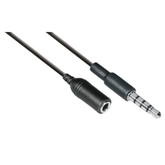 Transmedia 3,5mm Jack 4-polig (m) - 3,5mm Jack 3-polig (v) adapter - zwart - 0,10 meter