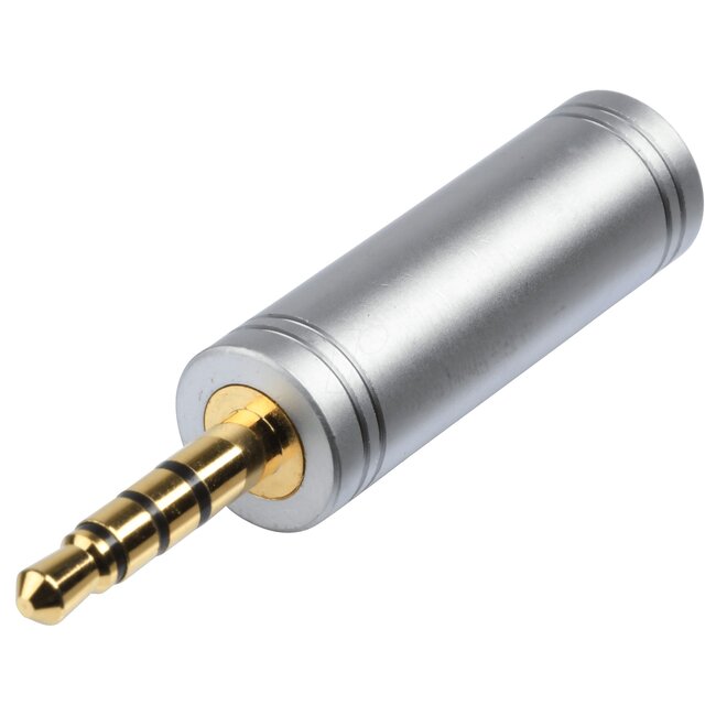 3,5mm Jack 4-polig (m) - 3,5mm Jack 3-polig (v) adapter / metaal verguld