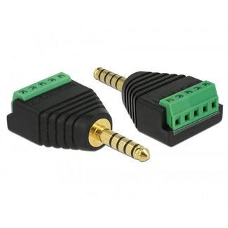 DeLOCK 4,4mm Jack (m) Terminal Block - verguld - 5-polig / stereo