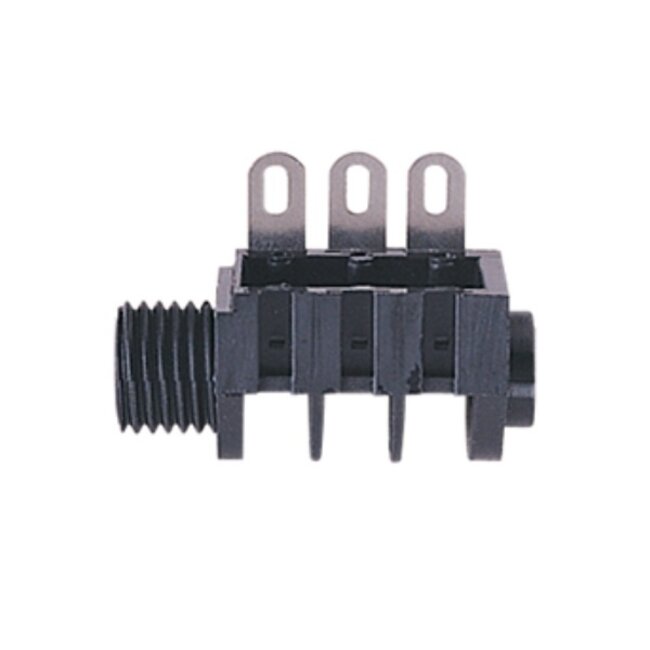 6,35mm Jack (v) inbouw connector - plastic - 3 soldeerpunten / stereo