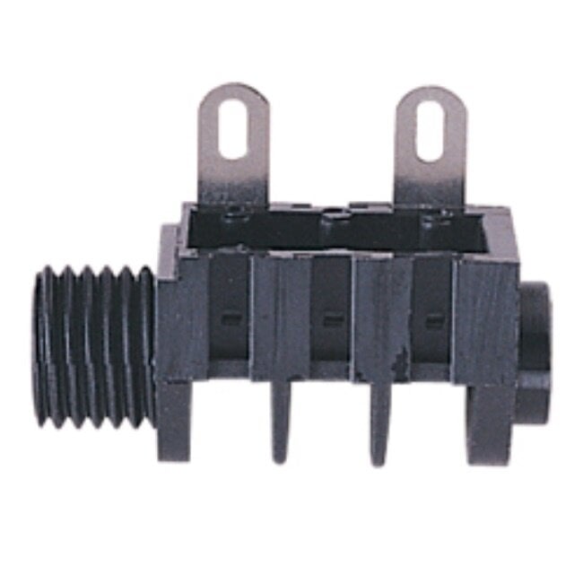 6,35mm Jack (v) inbouw connector - plastic - 2 soldeerpunten / mono
