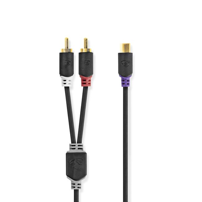 Nedis Subwoofer/Tulp stereo (m) - Tulp mono (v) audio adapter / zwart - 0,20 meter