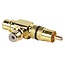 1x Tulp (m) - 2x Tulp (v) audio adapter/splitter - zwart / verguld (metaal)