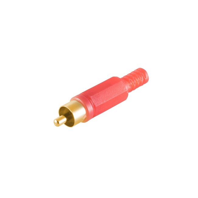 Tulp (m) audio/video connector - verguld - plastic / rood