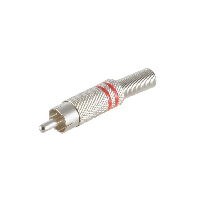 Tulp (m) audio/video connector - tot 6mm - metaal / rood