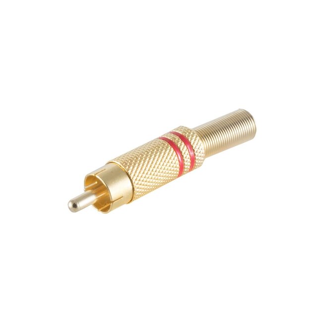 Tulp (m) audio/video connector - tot 6mm - verguld - metaal / rood