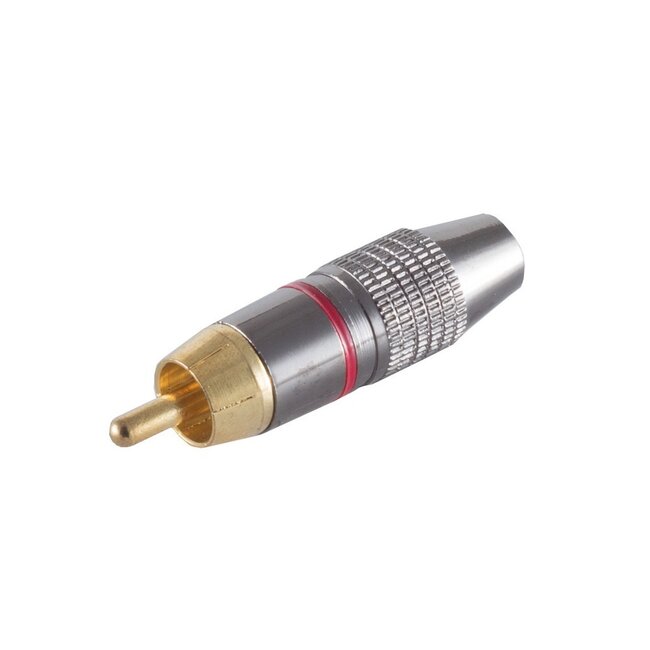 Premium Tulp (m) audio/video connector - tot 7mm - verguld - brons / rood