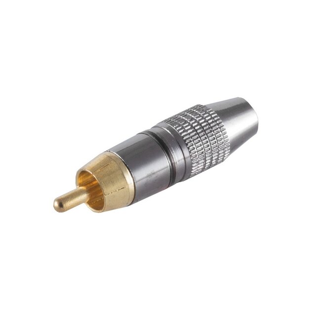 Premium Tulp (m) audio/video connector - tot 7mm - verguld - brons / zwart