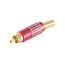 Premium Tulp (m) audio/video connector - tot 8mm - verguld - aluminium / rood