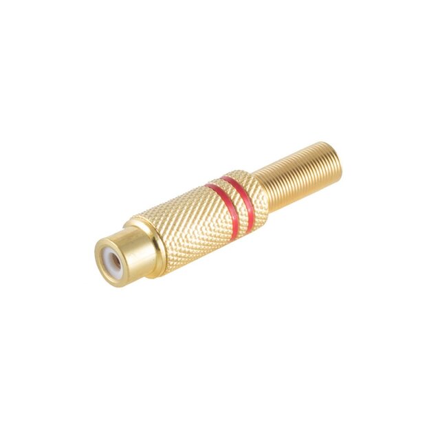 Tulp (v) audio/video connector - tot 6mm - verguld - metaal / rood