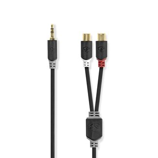 Nedis Nedis 3,5mm Jack (m) - Tulp (v) stereo audio adapter kabel / zwart - 0,20 meter