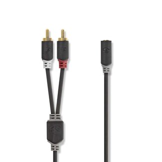 Nedis Nedis Tulp (m) - 3,5mm Jack (v) stereo audio adapter kabel / zwart - 0,20 meter