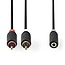 Nedis Tulp (m) - 3,5mm Jack (v) stereo audio adapter kabel / zwart - 0,20 meter