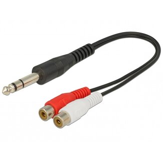 Transmedia 6,35mm Jack (m) - Tulp stereo (v) audio adapter kabel - 0,20 meter