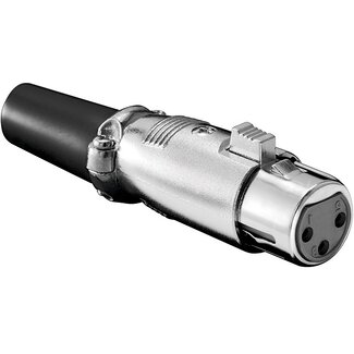 Transmedia XLR 3-pins (v) connector met rubberen trekontlasting / grijs/zwart