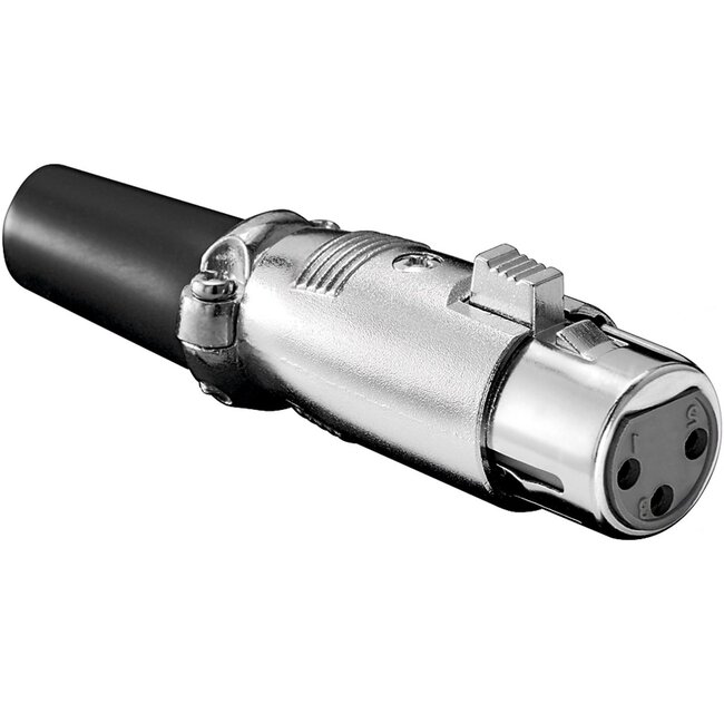 XLR 3-pins (v) connector met rubberen trekontlasting - verguld / grijs/zwart