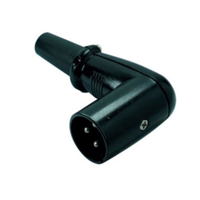 XLR 3-pins (m) haakse connector met rubberen trekontlasting / zwart