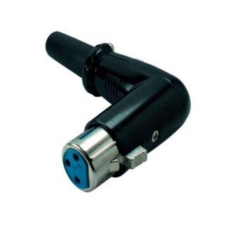 S-Impuls XLR 3-pins (v) haakse connector met rubberen trekontlasting / zwart