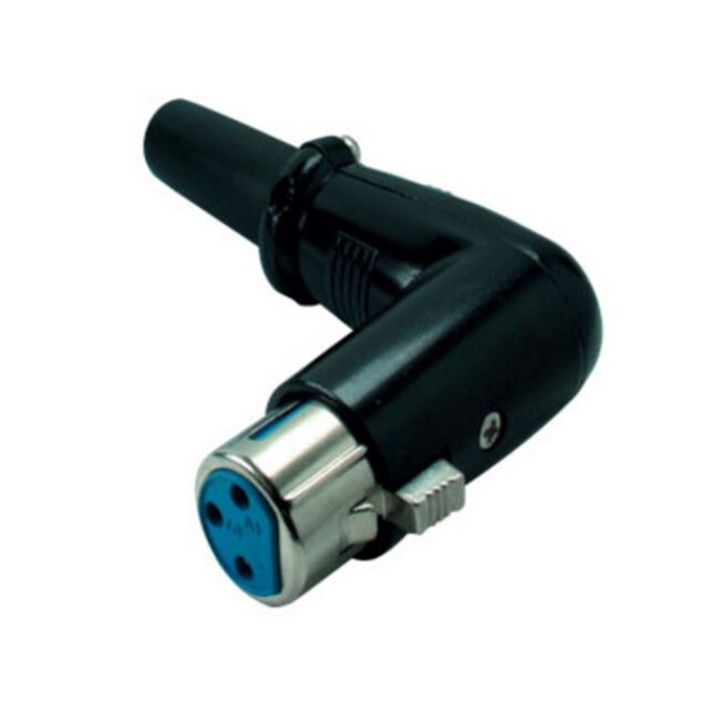 XLR 3-pins (v) haakse connector met rubberen trekontlasting / zwart