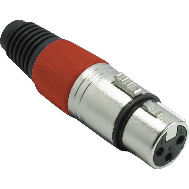 XLR 3-pins (v) connector met plastic trekontlasting - grijs/rood