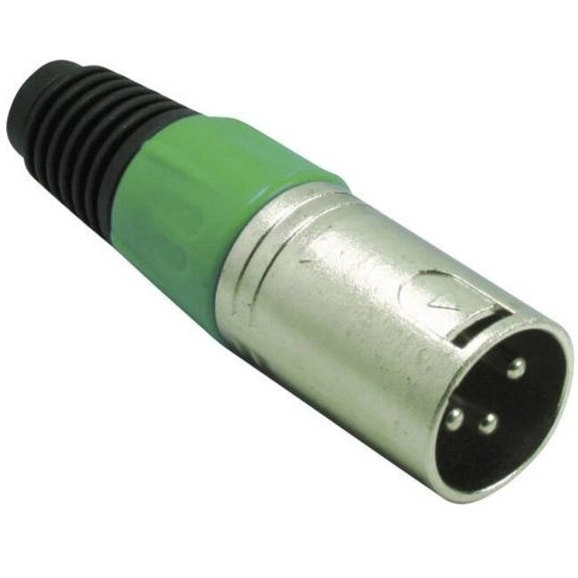 XLR 3-pins (m) connector met plastic trekontlasting - grijs/groen