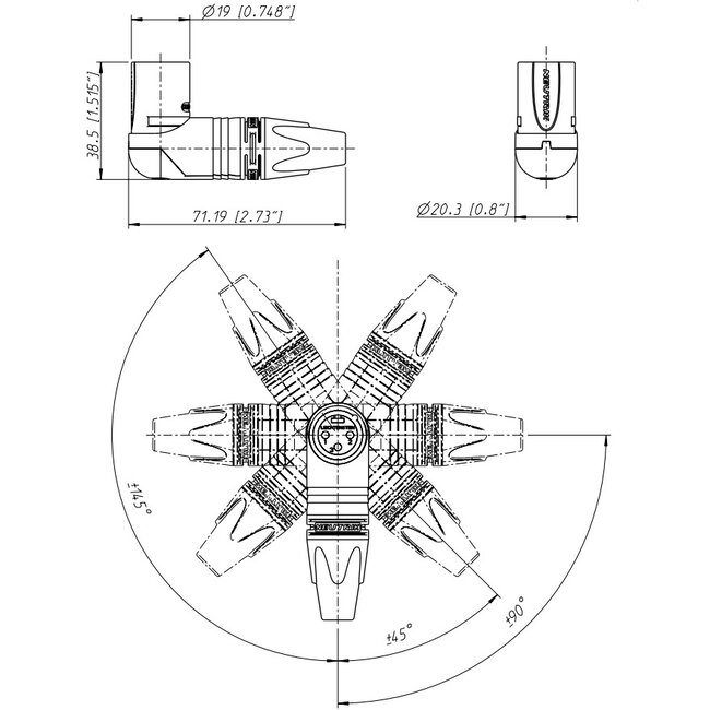 Neutrik NC3MRX-BAG XLR 3-pins (m) haakse connector / zwart
