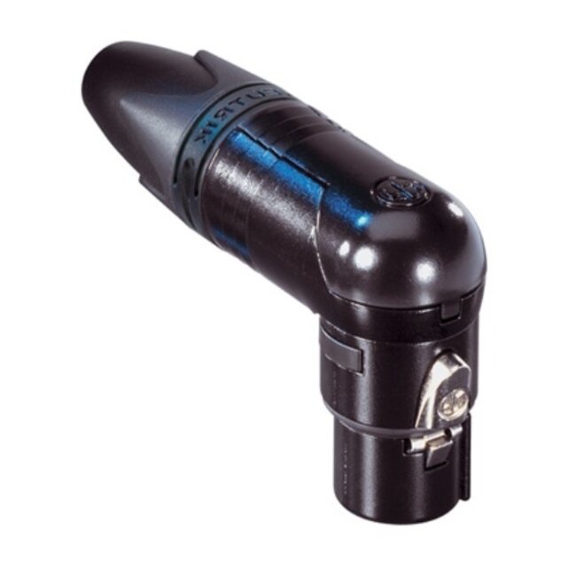 Neutrik NC3FRX-B XLR 3-pins (v) haakse connector - verguld / zwart