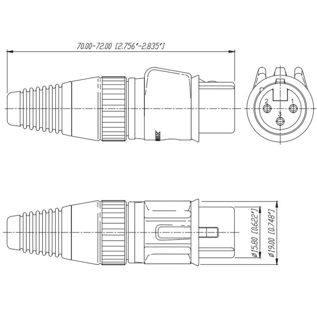 Neutrik NC3FX-HD Heavy Duty IP65 XLR 3-pins (v) connector / zwart/grijs