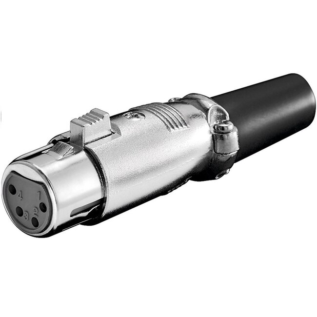XLR 4-pins (v) connector met rubberen trekontlasting / grijs/zwart