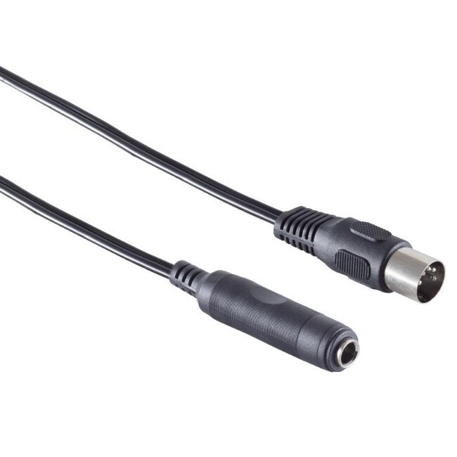 DIN 5-pins (m) - 6,35mm Jack (v) audio adapter / zwart - 0,20 meter