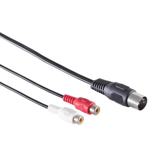 DIN 5-pins (m) - Tulp stereo 2RCA (v) audio adapter (afspelen) / zwart - 0,20 meter