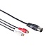 DIN 5-pins (m) - Tulp stereo 2RCA (v) audio adapter met aarde-kabel (afspelen) / zwart - 0,20 meter