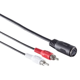 Transmedia DIN 5-pins (v) - Tulp stereo 2RCA (m) audio adapter (afspelen) / zwart - 0,20 meter