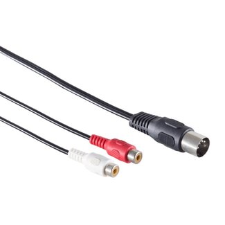 S-Impuls DIN 5-pins (m) - Tulp stereo 2RCA (v) audio adapter (opnemen) / zwart - 0,20 meter
