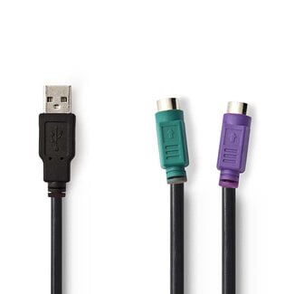 Cablexpert Premium USB-A naar 2x Mini DIN 6-pins PS/2 adapter met drivers / zwart - 0,30 meter