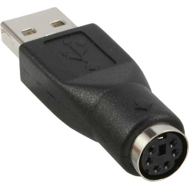 USB-A (m) - Mini DIN 6-pins PS/2 (v) adapter / zwart