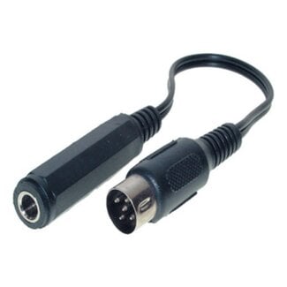 S-Impuls 6,35mm Jack (v) - DIN 5-pins (m) hoofdtelefoon (dobbelsteen) adapter / zwart - 0,20 meter
