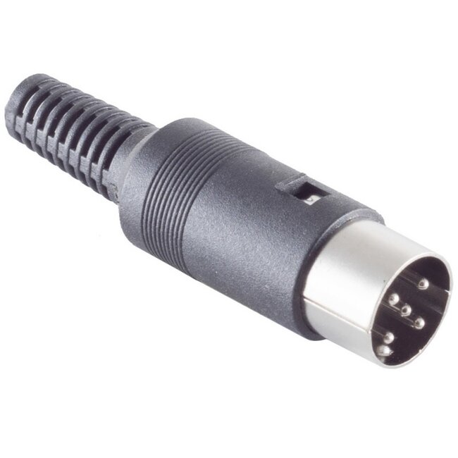 DIN 5-pins 270° (m) dobbelsteen connector / zwart