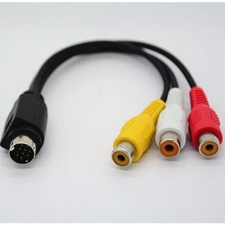 Dolphix Mini DIN 9-pins / Mini Scart - Tulp Composiet 3RCA kabel - 0,20 meter