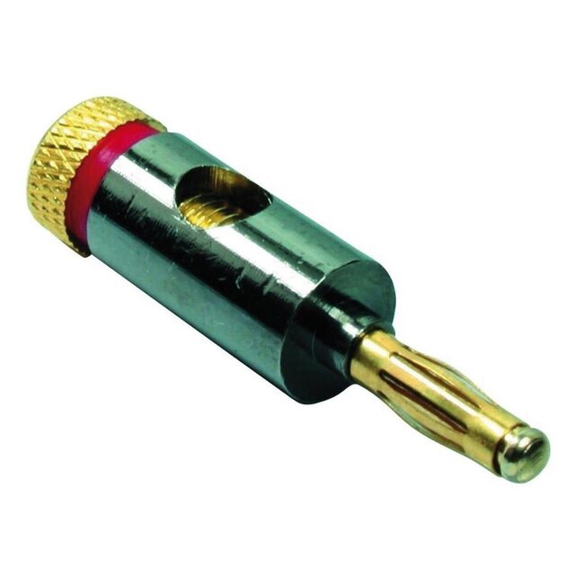 Banaan connector voor luidsprekerkabel tot 6 mm - metaal / verguld / rood