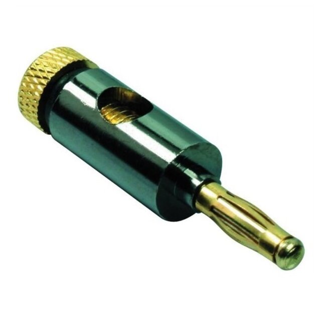 Banaan connector voor luidsprekerkabel tot 6 mm - metaal / verguld / zwart